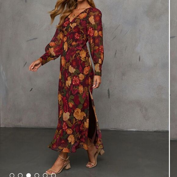 New VICI forested trails floral print midi dress sangria bloom small s - Picture 3 of 9